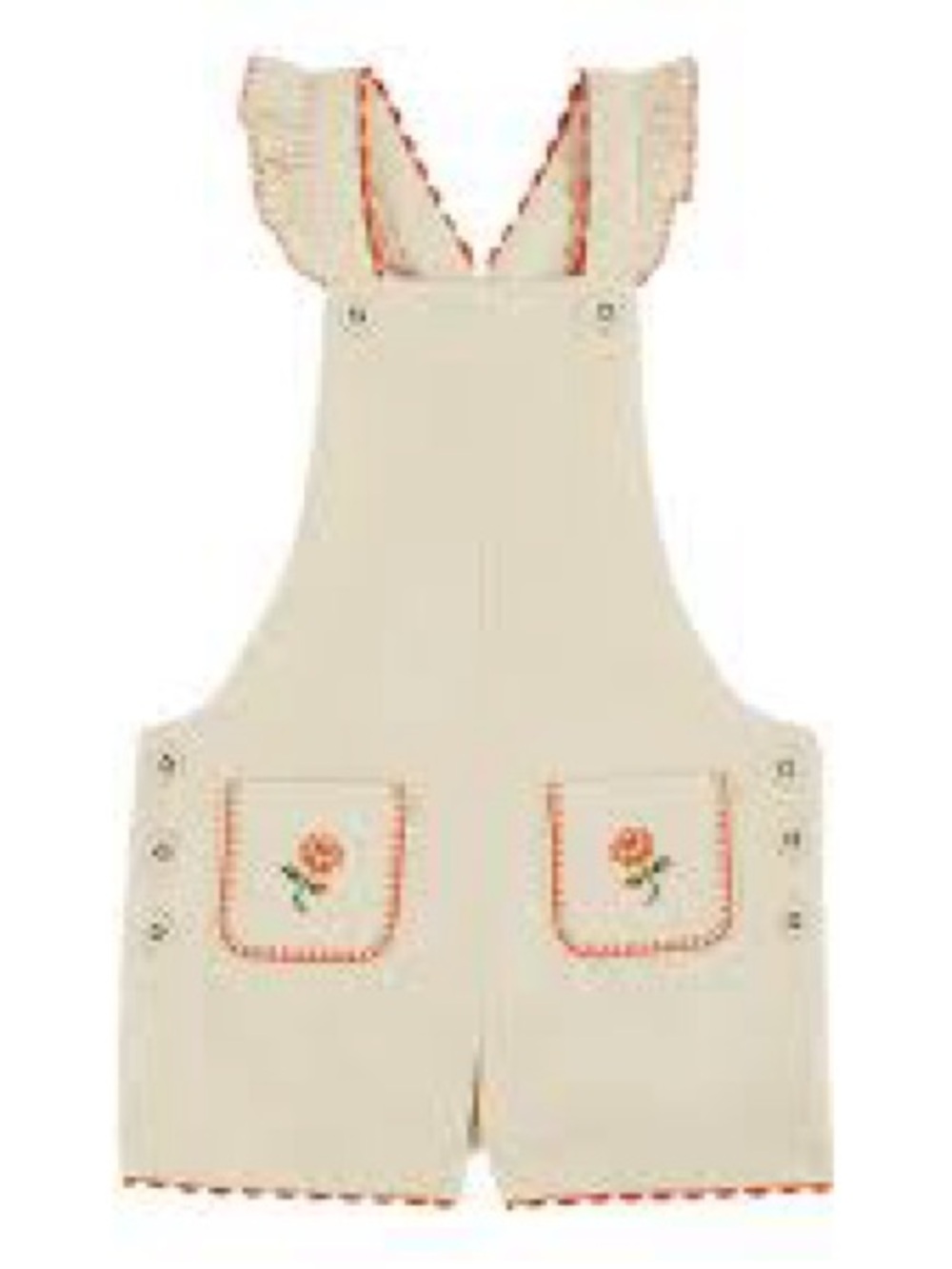 Emile et Ida Embroidered Overalls in Cream Size 5 Girls NWT $76